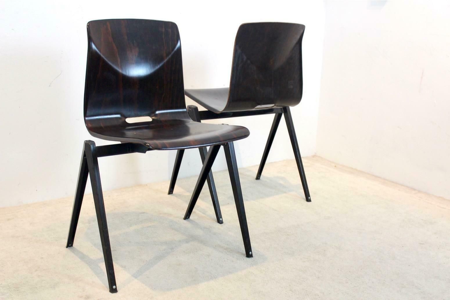 Stock Of Stackable Pagholz Galvanitas S22 Industrial Diner Chair In Wenge photo vintage