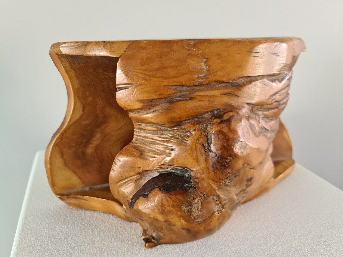 Very Beautiful Sculpture Signed In Olive Tree 50s / Artisanal Work / Mid Century / Vintage / Twentieth Centuryy photo furniture