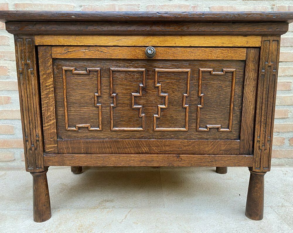 Late 19th Century French Carved Oak Coffer photo furniture
