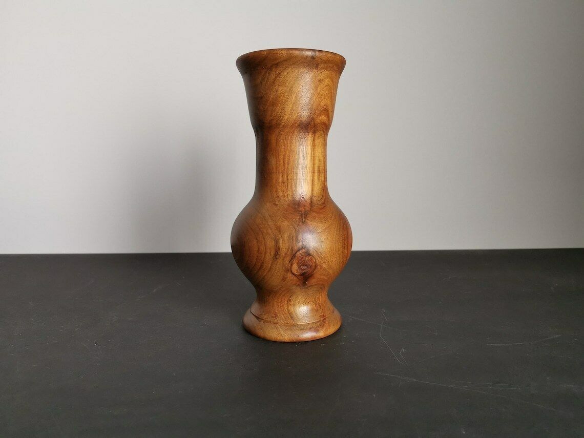 Vase In Olive Wood Turned In The Mass / Handmade / 60s / Mid Century / France / Decoration / Xxth Century photo 183.0