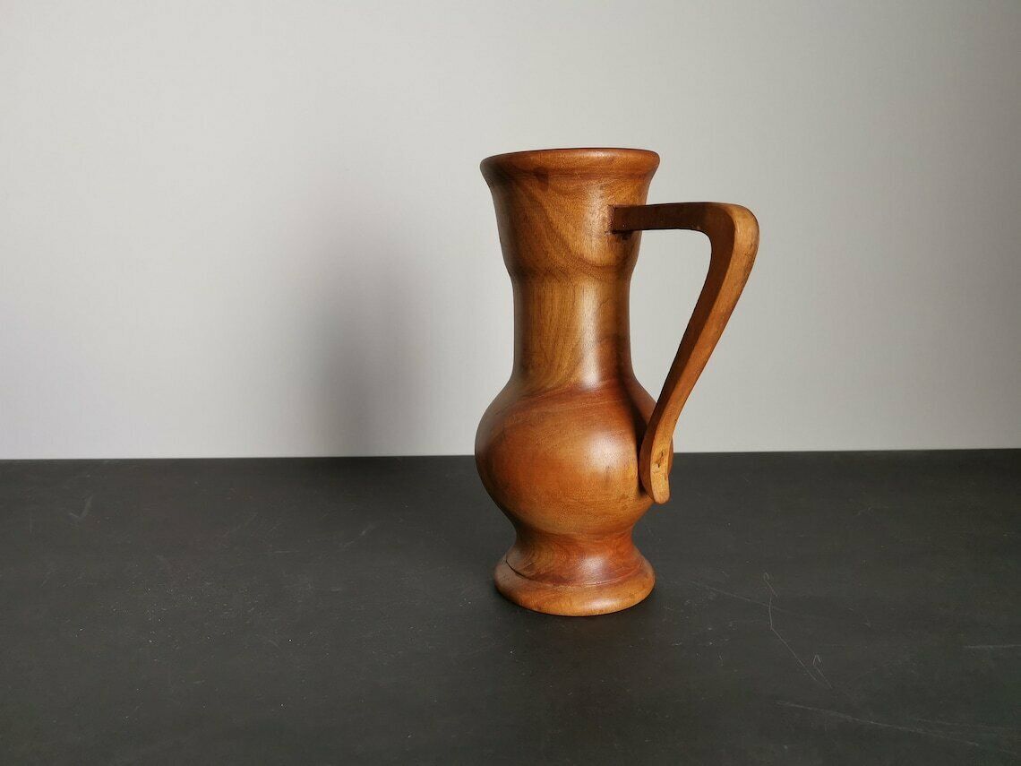 Vase In Olive Wood Turned In The Mass / Handmade / 60s / Mid Century / France / Decoration / Xxth Century photo vintage