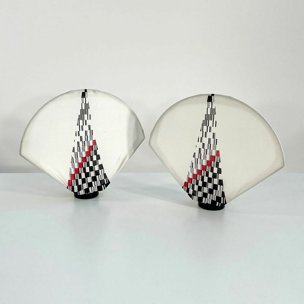 Pair Of Table Lamps With 80s Print From Zilo G, 1980s photo furniture
