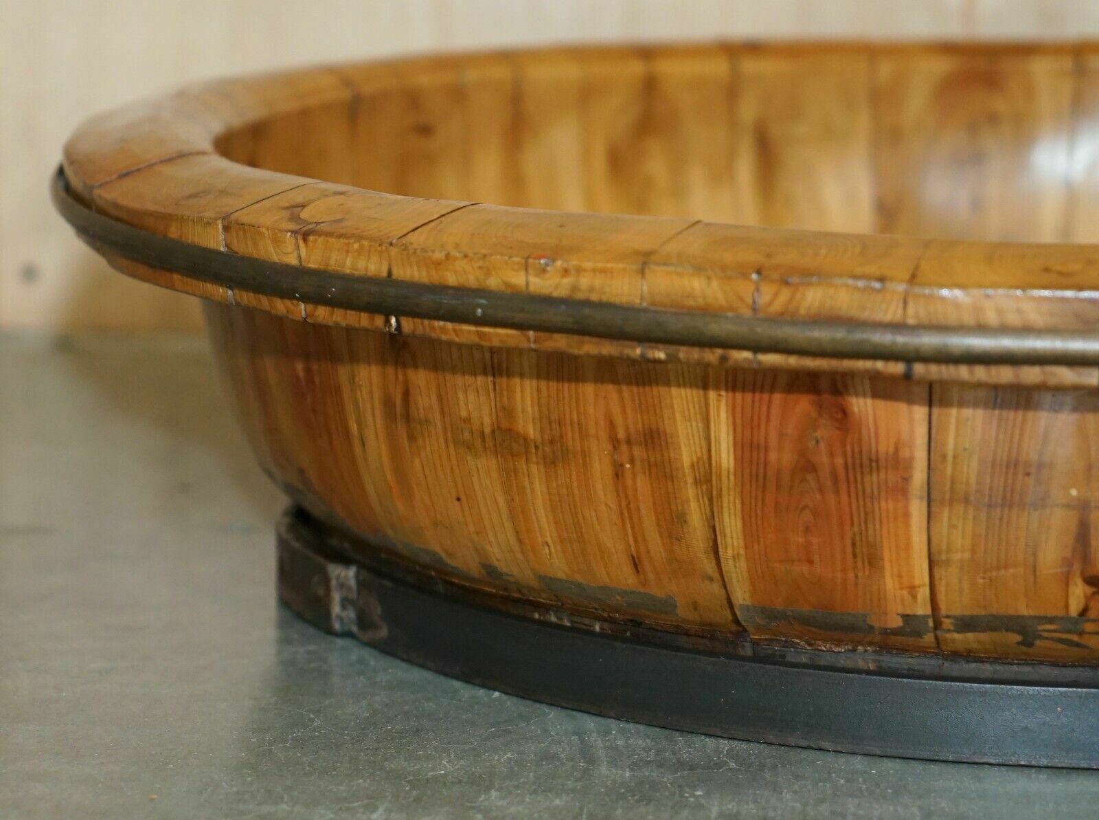Huge Antique Chinese Qing Dynasty Rice Basket With Metal Supports Fruit Bowl photo for sale