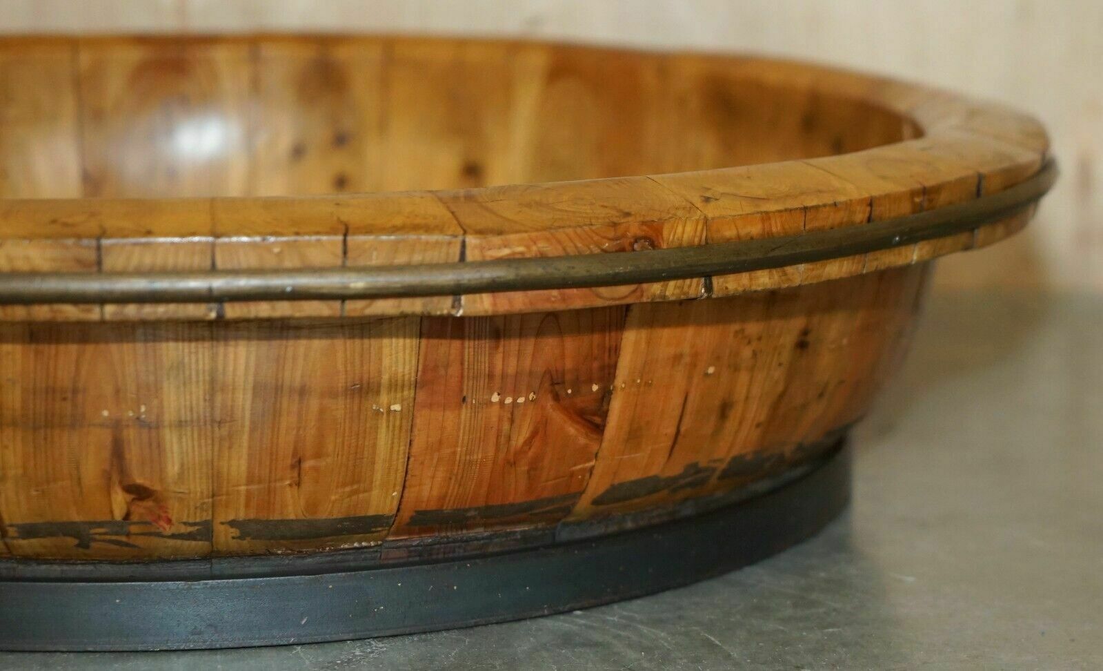 Huge Antique Chinese Qing Dynasty Rice Basket With Metal Supports Fruit Bowl photo 1250.0