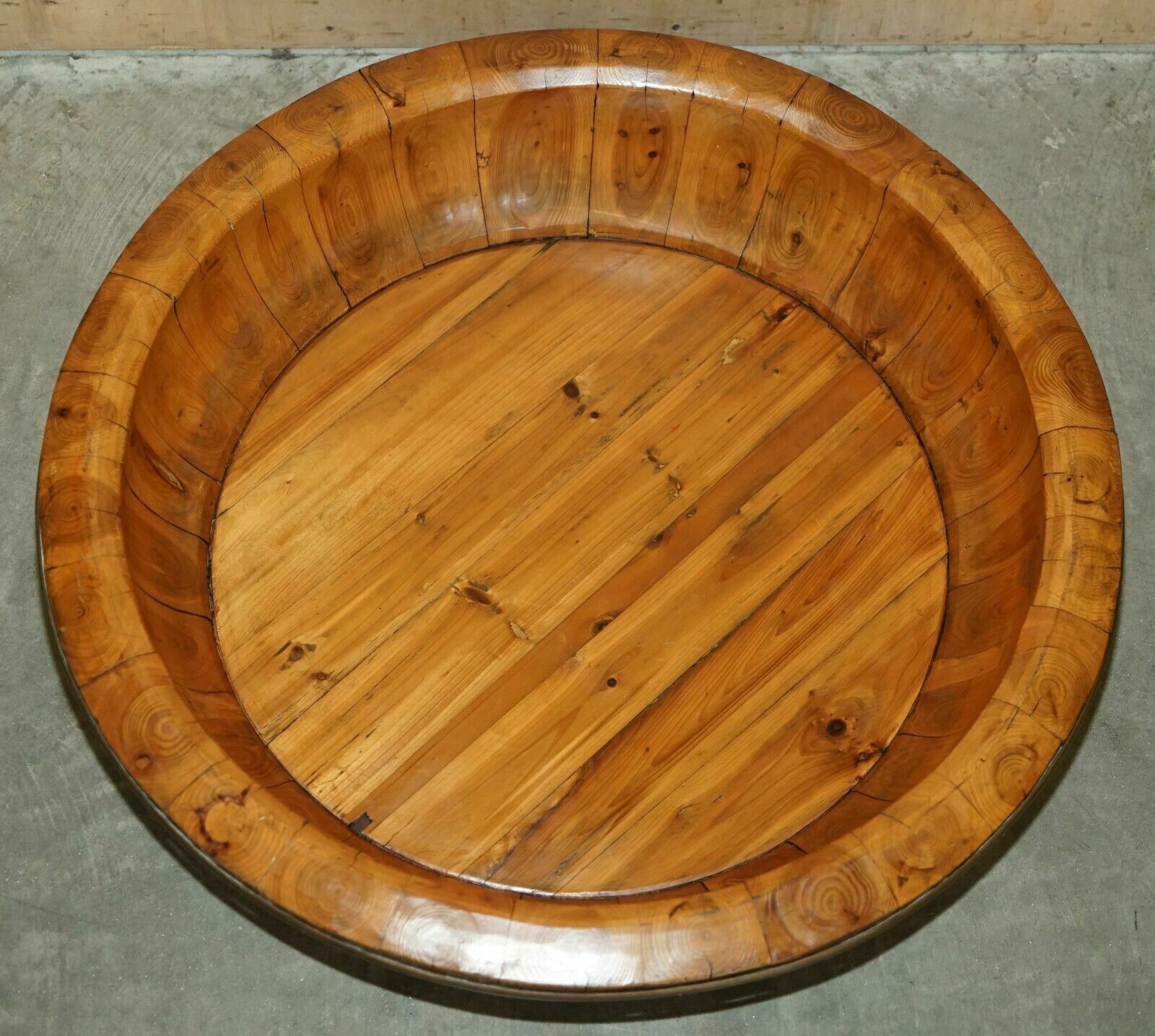 photo furniture Huge Antique Chinese Qing Dynasty Rice Basket With Metal Supports Fruit Bowl