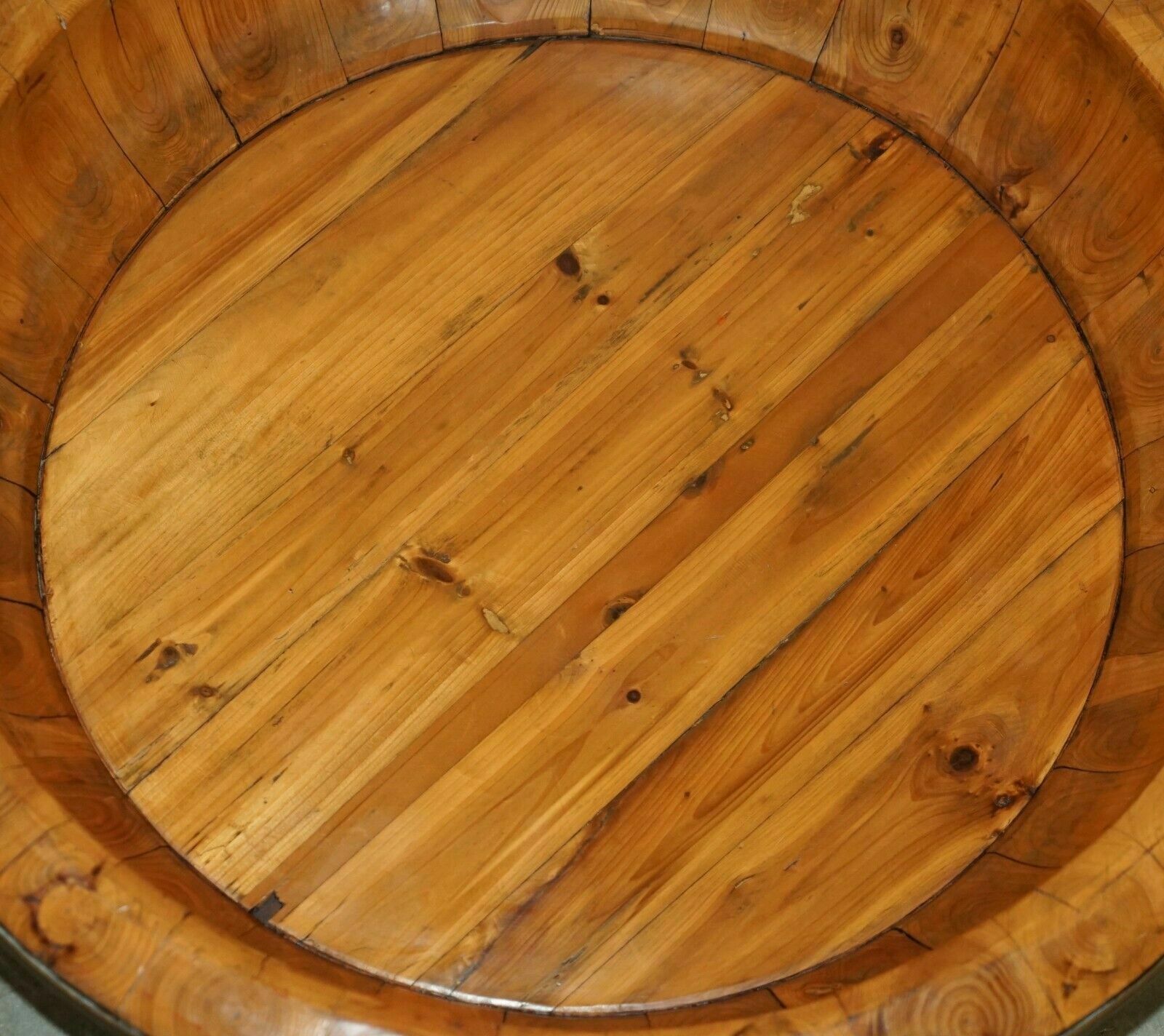 photo for sale Huge Antique Chinese Qing Dynasty Rice Basket With Metal Supports Fruit Bowl