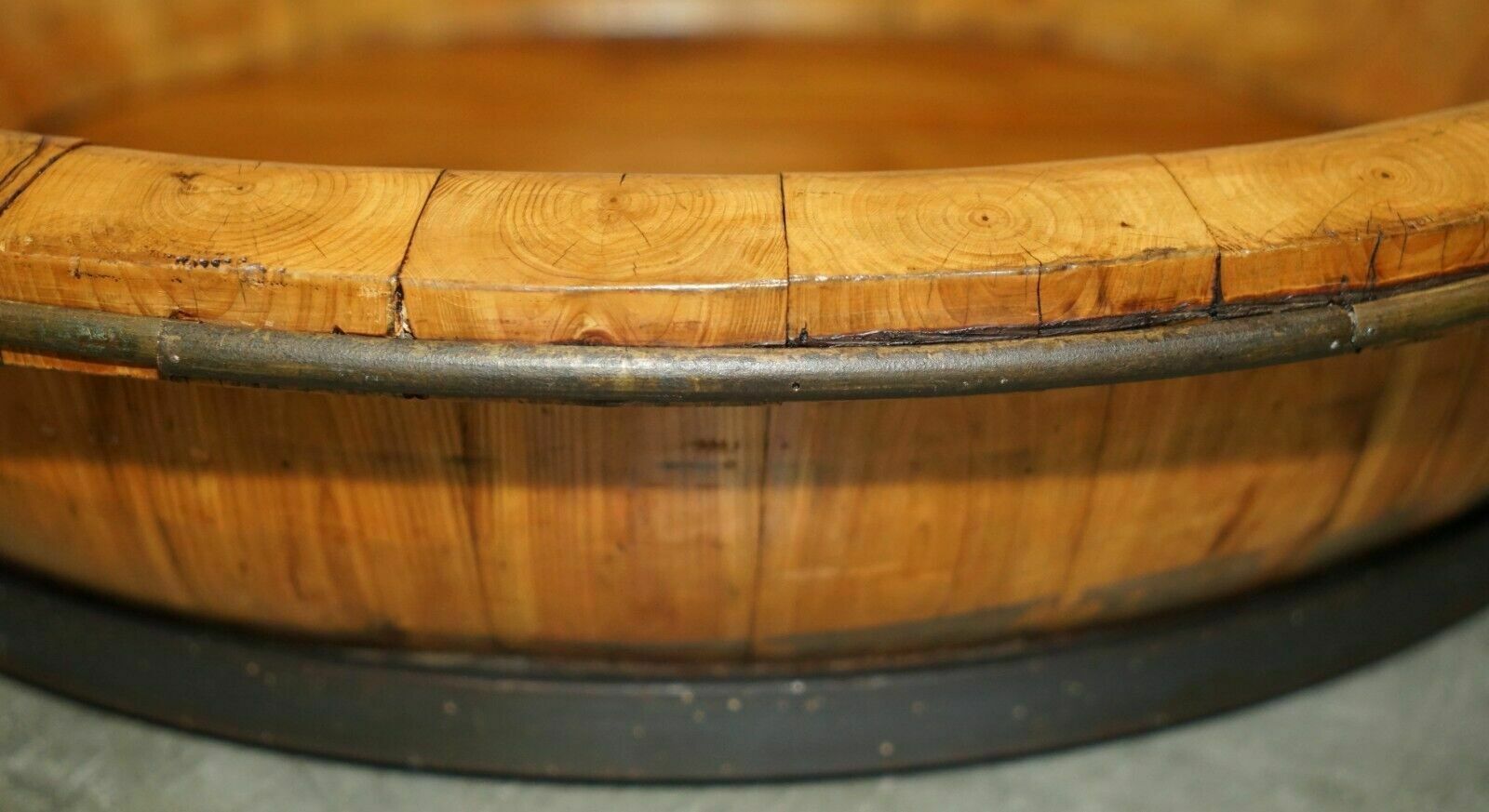 photo buy Huge Antique Chinese Qing Dynasty Rice Basket With Metal Supports Fruit Bowl