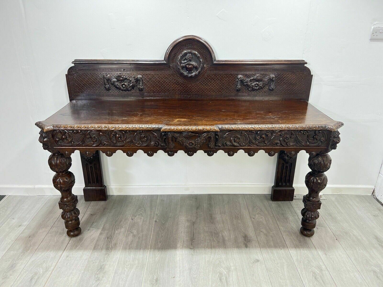 A Large Elizabethan Revival, Lion Mask Carved Console / Serving Table photo Furniture