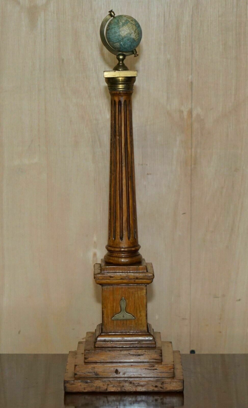 Unique Pair Of Antique John Stone's Miniature Globes On Corinthian Pilled Bases photo for sale
