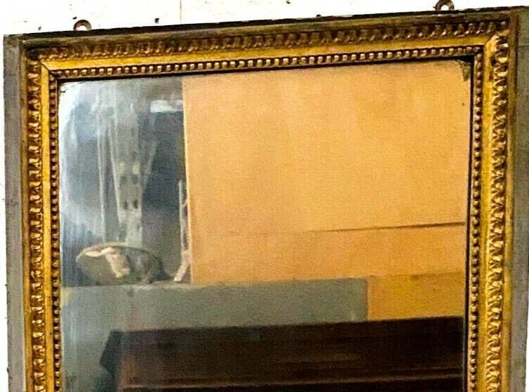 Louis XVI Style Mirror In Wood And Gilded Stucco 19th Century Mantel Trumeau photo vintage