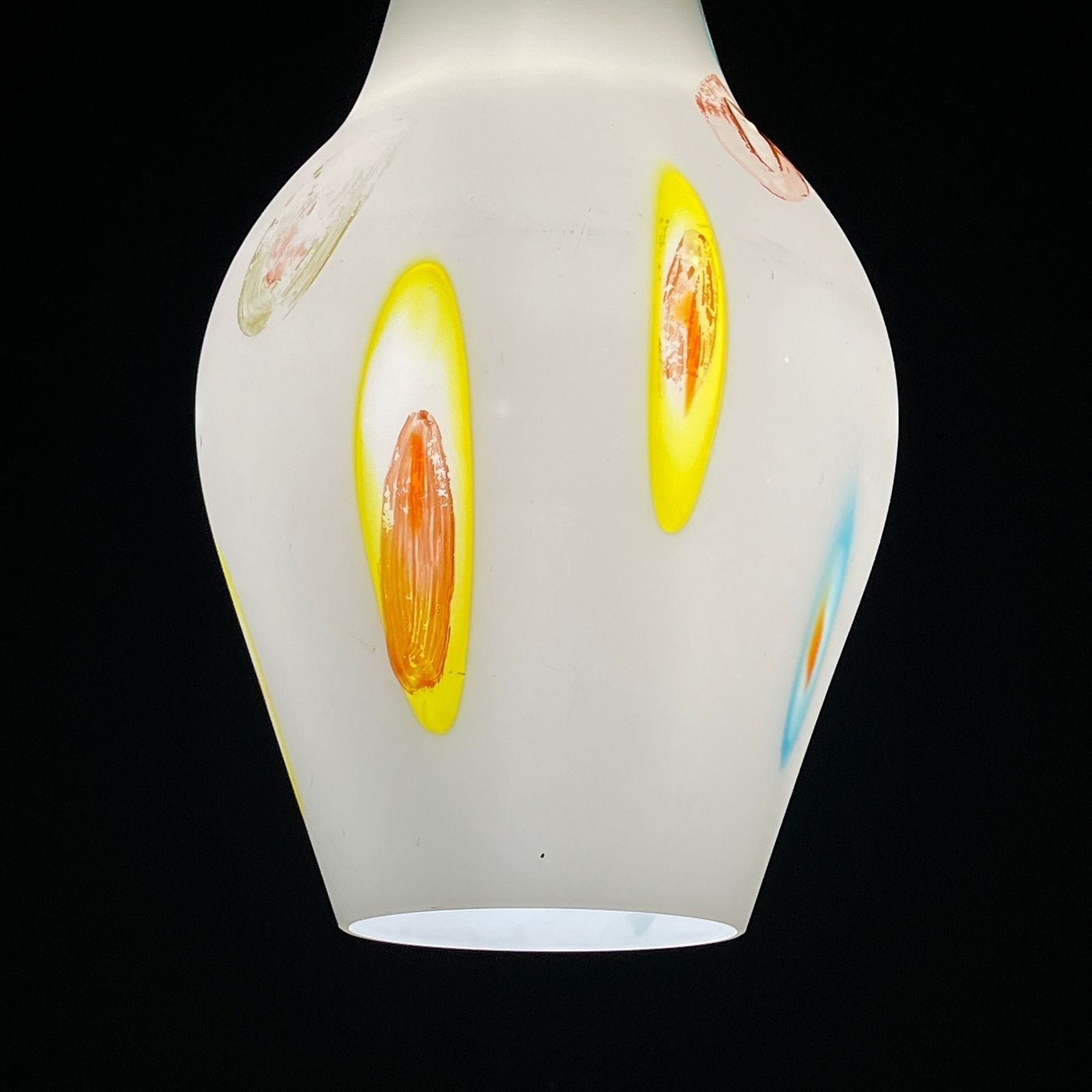 Mid Century Multicolor Opaline Murano Glass Pendant Lamp By Stilnovo Italy 1950s photo vinterior