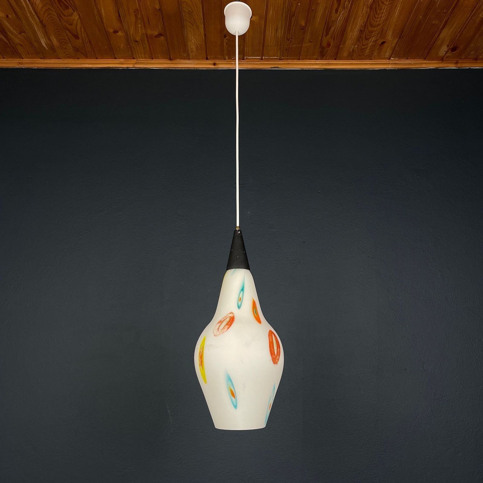 Mid Century Multicolor Opaline Murano Glass Pendant Lamp By Stilnovo Italy 1950s photo buy