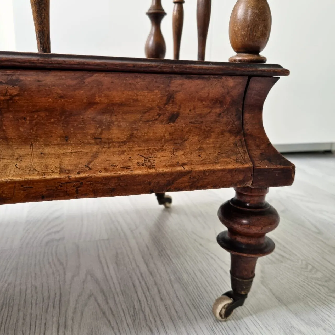 Antique Walnut Wood Magazine Rack | Newspaper Stand photo vinterior