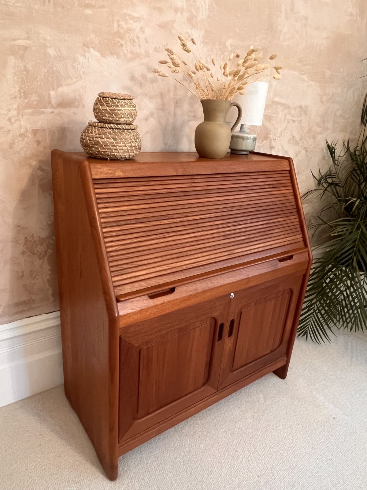 Mid Century Danish Tambour Bureau Desk Secretaire By Langeskov Mobelfabrik Mcm photo furniture