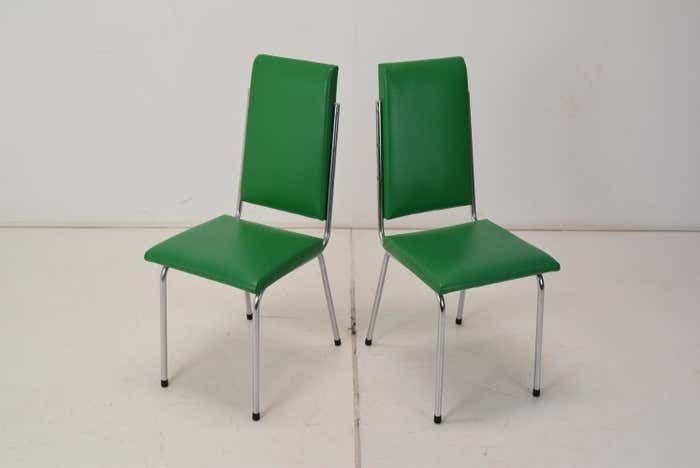 Pair Leatherette Dining Chairs Of Mid Century  Czechoslovakia 1980's photo furniture