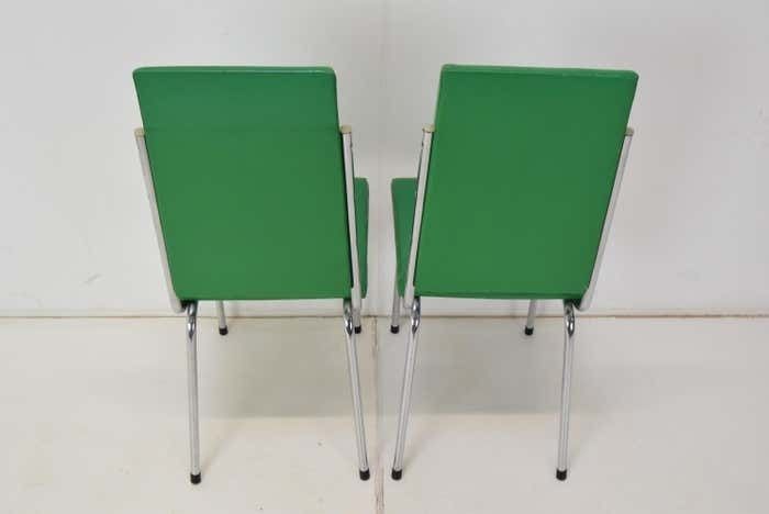 Furniture Pair Leatherette Dining Chairs Of Mid Century  Czechoslovakia 1980's photo