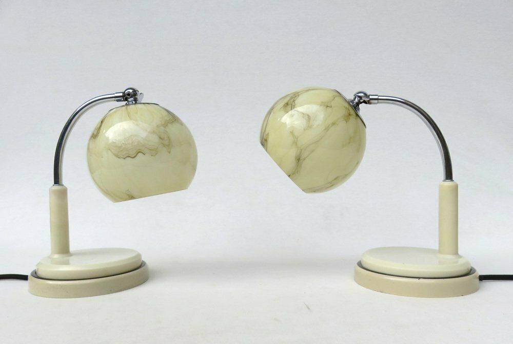 Bauhaus Table Lights By Marianne Brandt For Ruppel Works, 1920s, Set Of 2 photo for sale