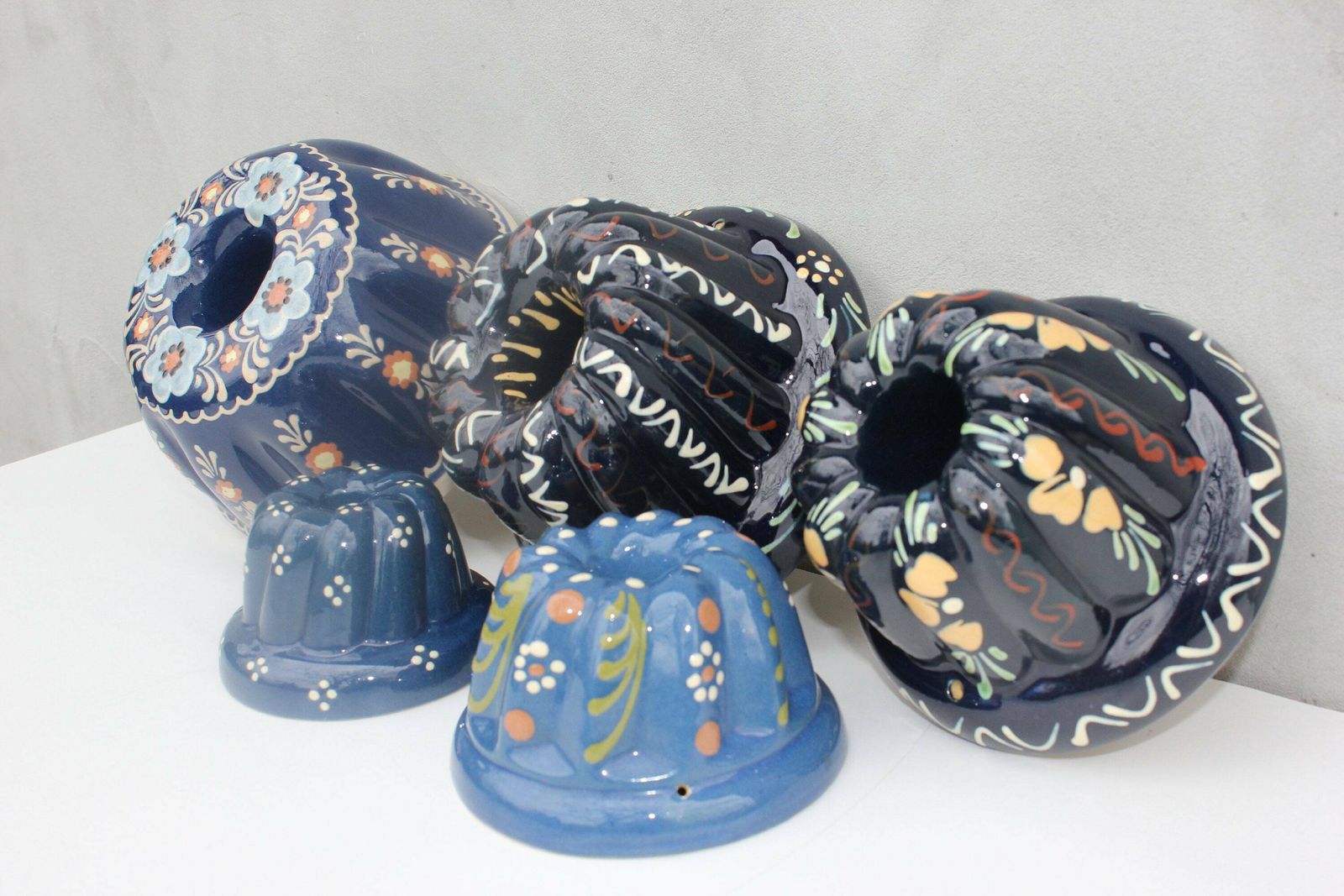 Five Useful Cake Jelly Pudding Chocolate Molds French 19th Century Country Kitchen Ceramic Pastry And Sweet Shop Wall Hanging Decoration photo Art