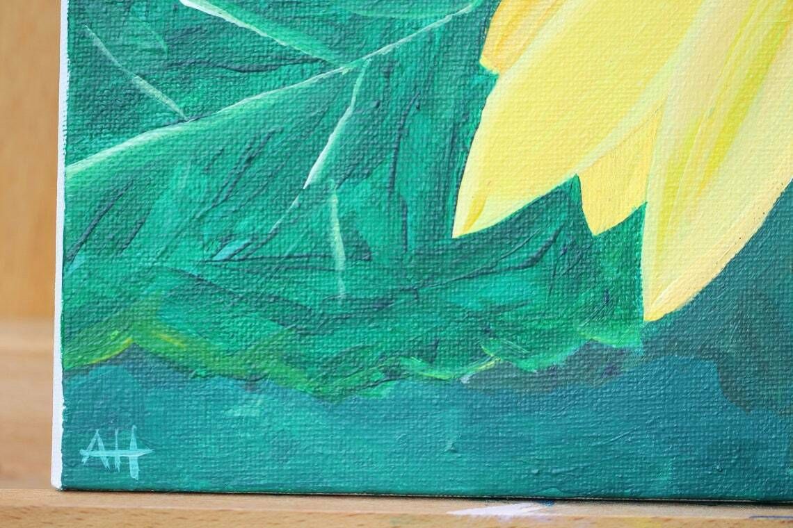 Original New Art  Acrylic On Stretched Canvas  Sunflower In Summer  Signed Artist Ah photo vinterior