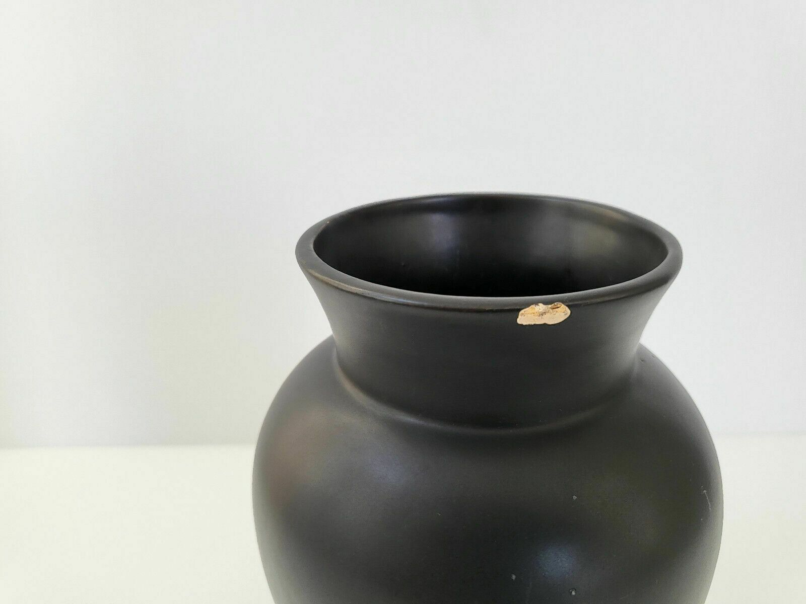 Vintage Vase 1960 Pearl Black Ceramic Cherry Flowers 60s 1960s photo Home Decor