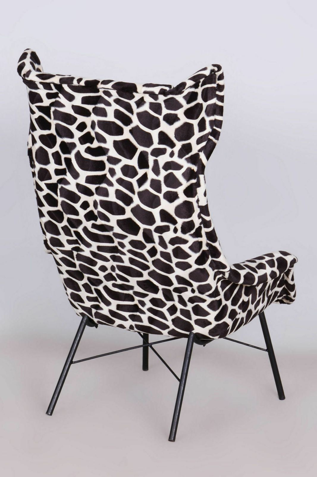 Restored Wingchair, Miroslav Navratil, Imitation Giraffe Fur, Czechia, 1950s photo for sale