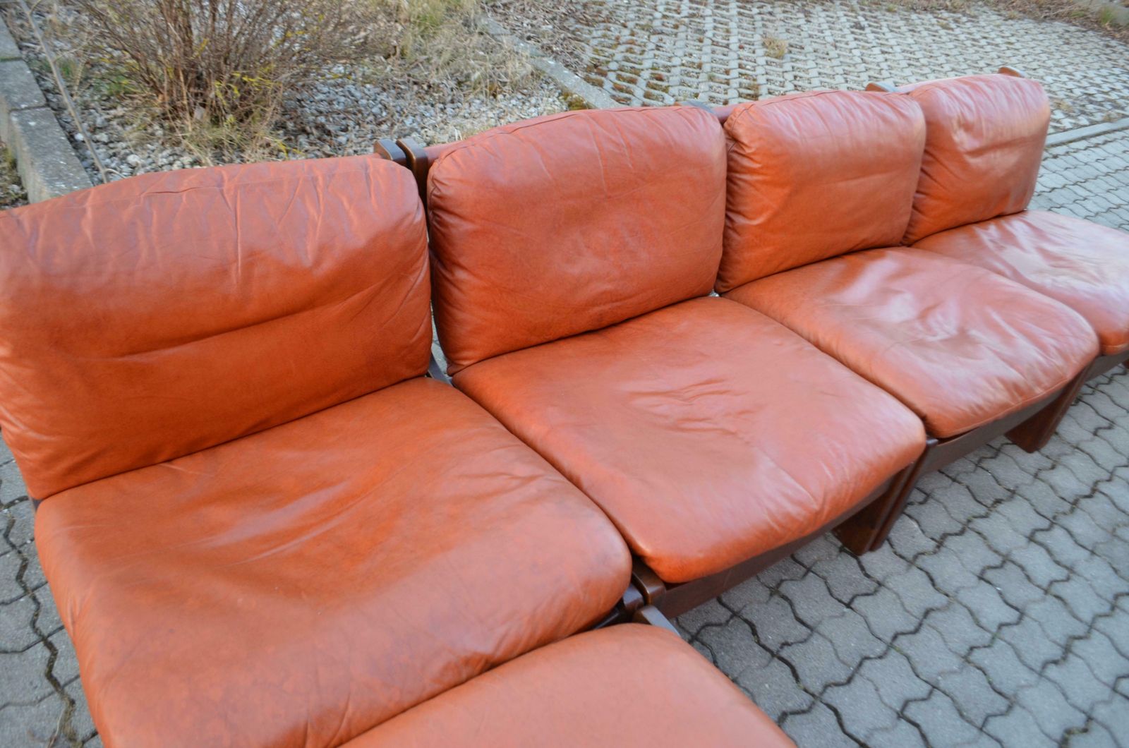 Vintage Sling Modular Cognac Leather Sectional Sofa Germany Chapo Era photo 20000.0