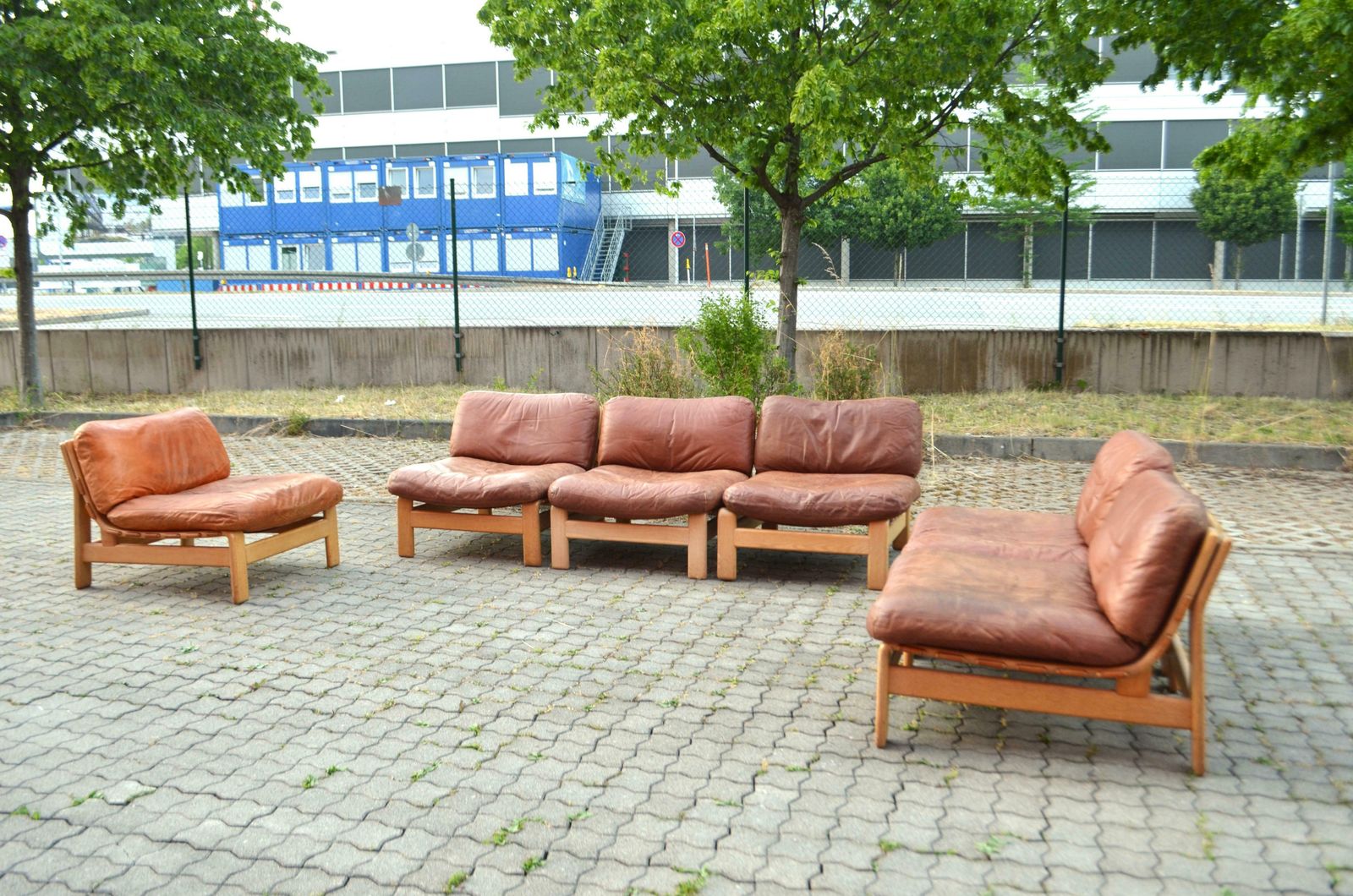 Vintage Modular Cognac Saddle Leather Sectional Sofa Germany Chapo Era photo vinterior