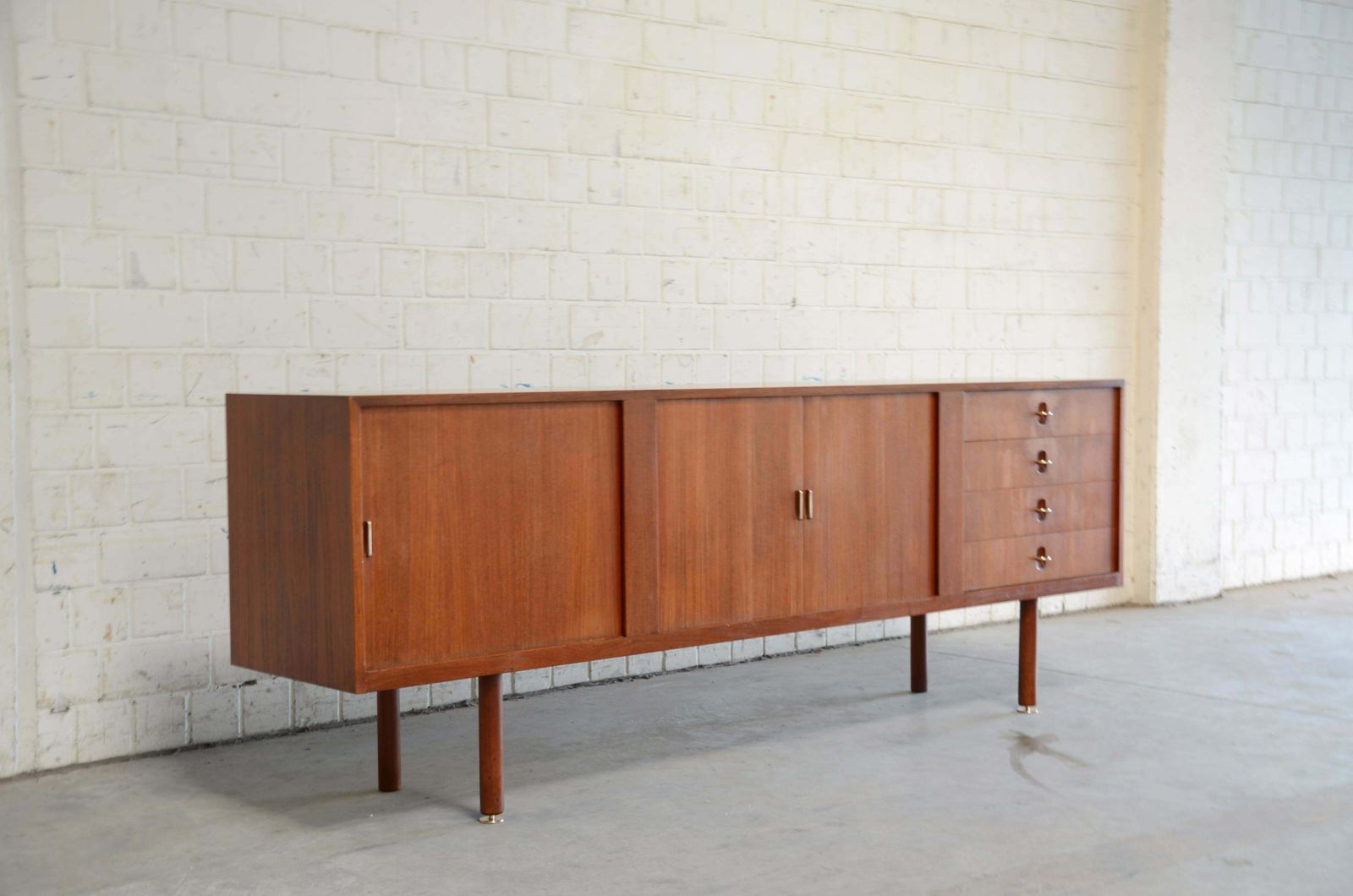 Aksel Bender Madsen & Ejner Larsen Sideboard In Teak & Brass With Tambour Doors photo furniture