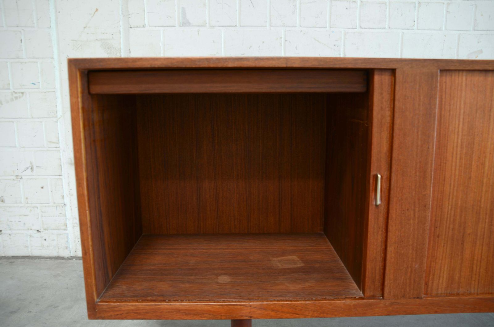 13764.0 Aksel Bender Madsen & Ejner Larsen Sideboard In Teak & Brass With Tambour Doors photo