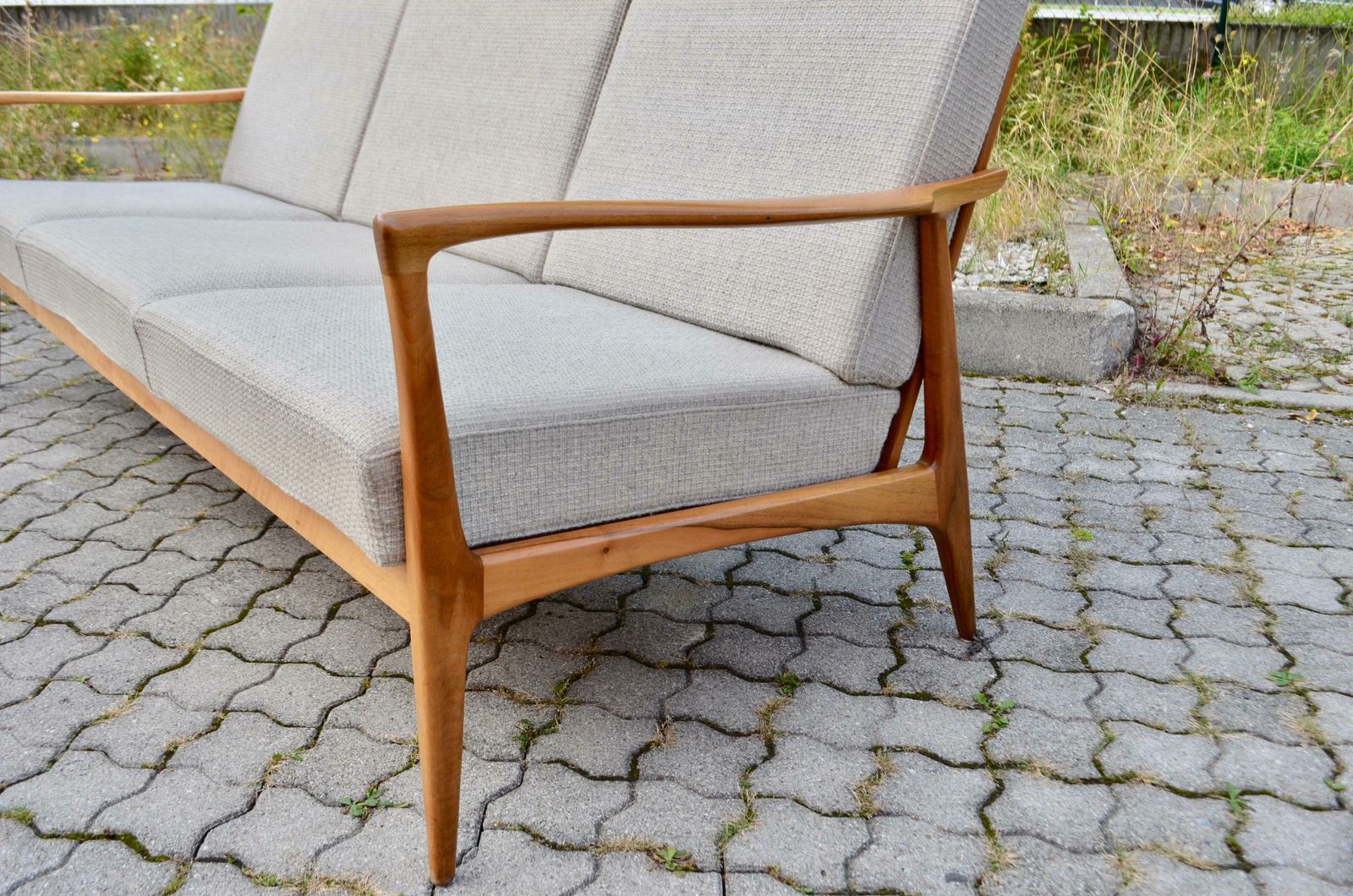 Wilhelm Knoll Antimott Walnut Mid Century Sofa Grey Wool photo buy