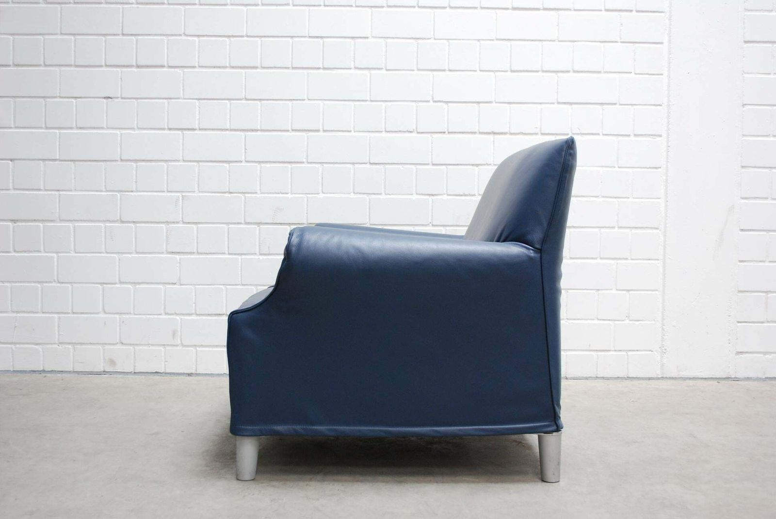 Cassina Model Lazy Working Chair Blue Leather Armchair By Philippe Starck photo for sale