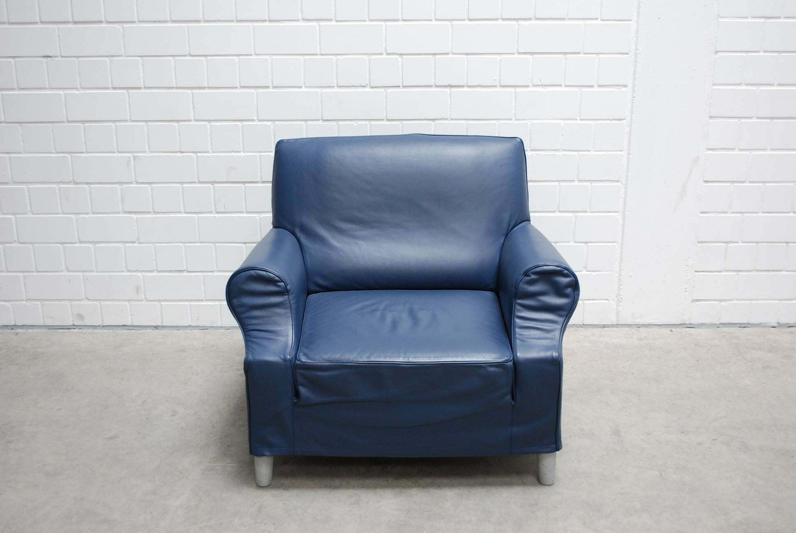 Cassina Model Lazy Working Chair Blue Leather Armchair By Philippe Starck photo buy