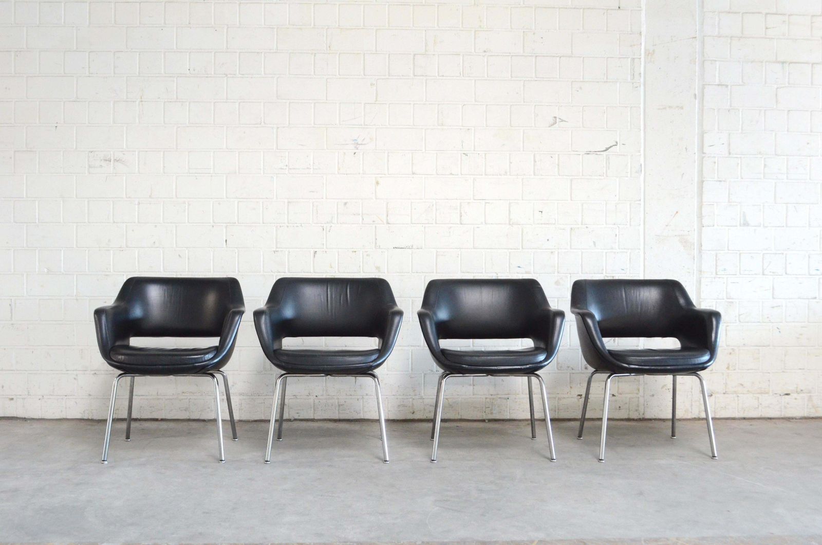 Olli Mannermaa Set Of 4 Leather Kilta Chair By Eugen Schmidt & Cassina Martela photo furniture