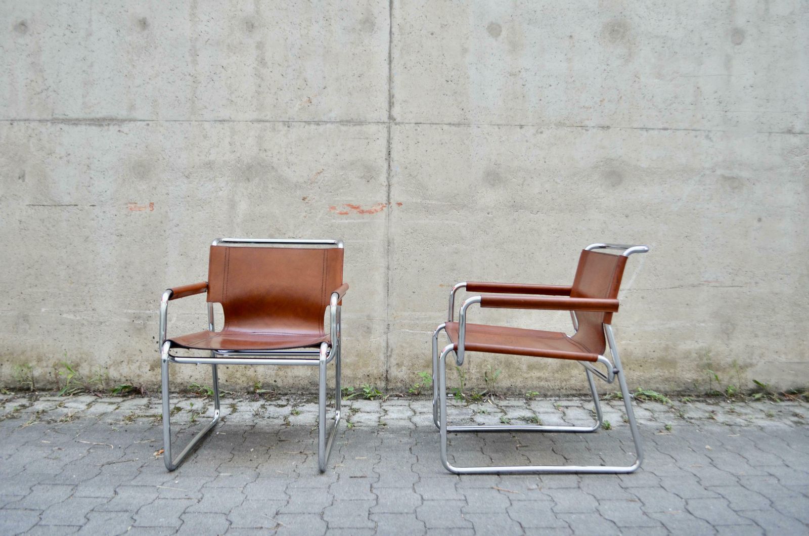 Vintage Italy Ox Red Cognac Saddle Leather Lounge Chair 1 Of 2 photo for sale