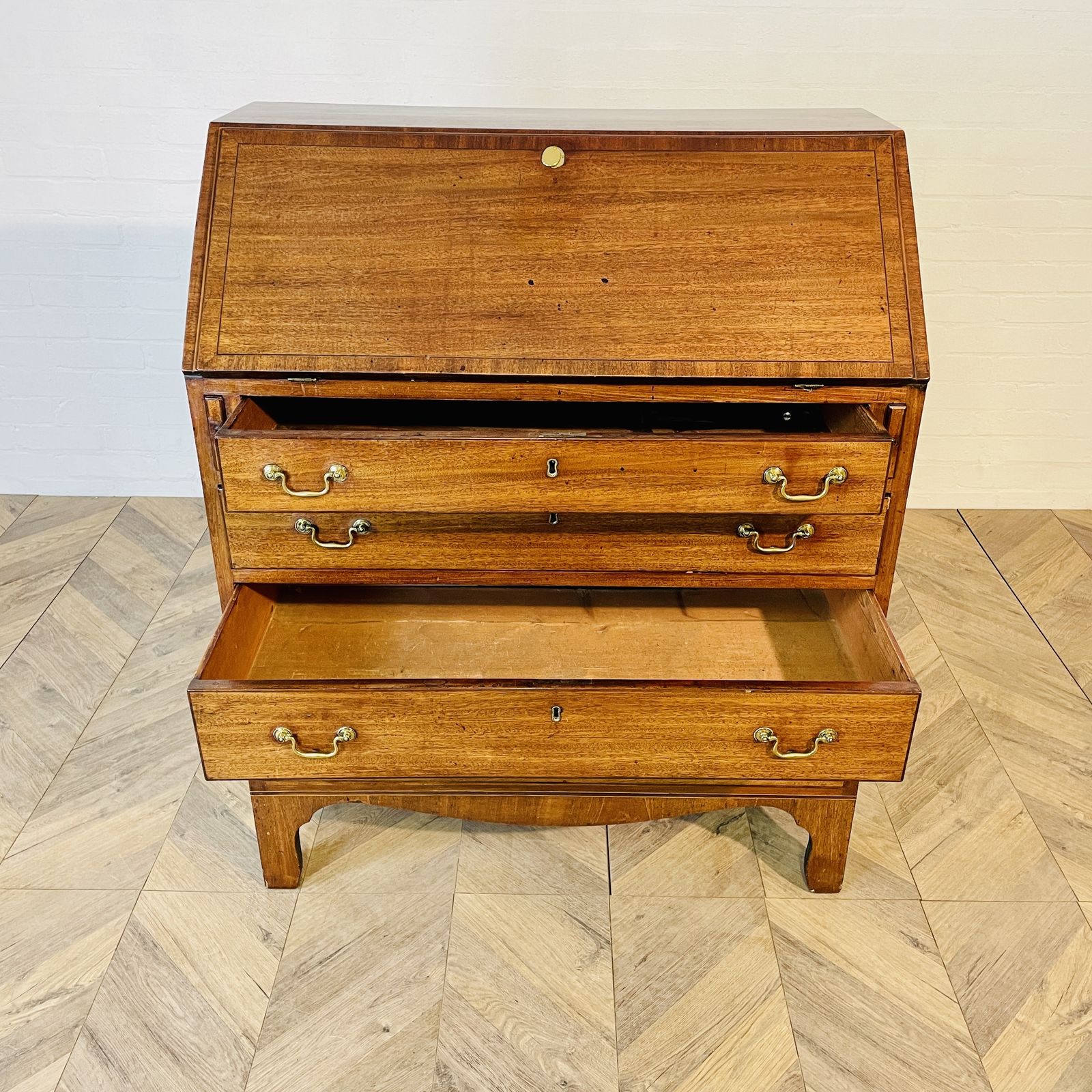 Antique English Mahogany Bureau, 19th Century photo 395.0