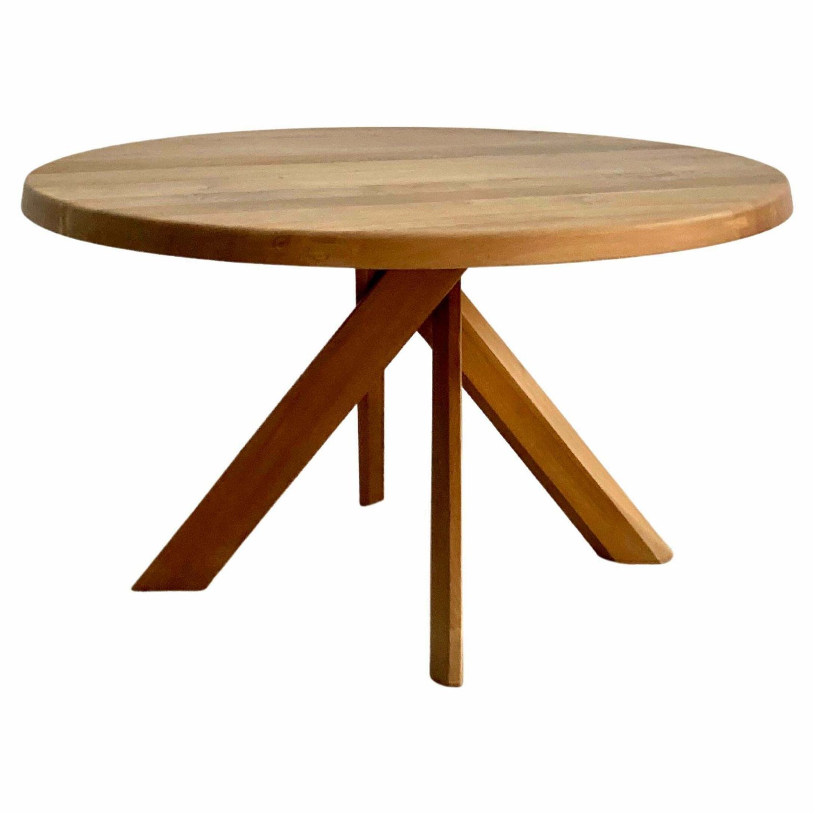 Vintage Early Pierre Chapo Model T 21 B Round Dining Table, Circa 1985
