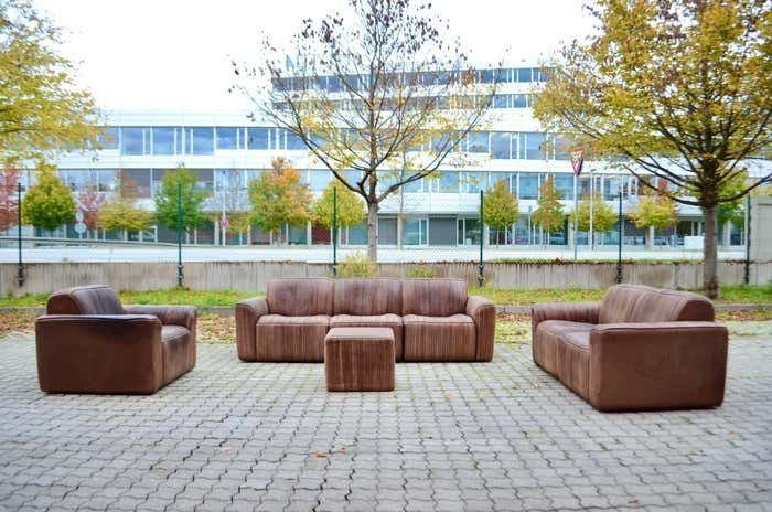 Ernst Lüthy De Sede Modular Lounge Suite Leather Sofa Brown 1970 photo furniture