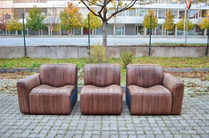 Ernst Lüthy De Sede Modular Lounge Suite Leather Sofa Brown 1970 photo vinterior