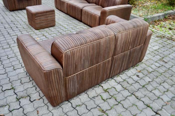 photo buy Ernst Lüthy De Sede Modular Lounge Suite Leather Sofa Brown 1970