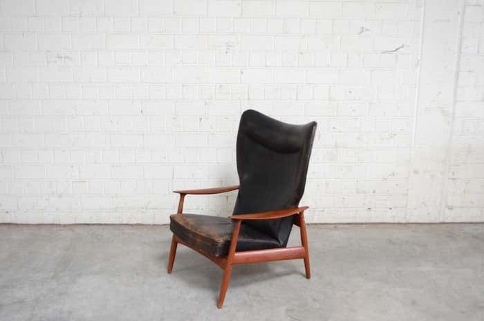 K. Rasmussen For Peter Wessel Wingback Leather Lounge Chair, 1960 photo furniture