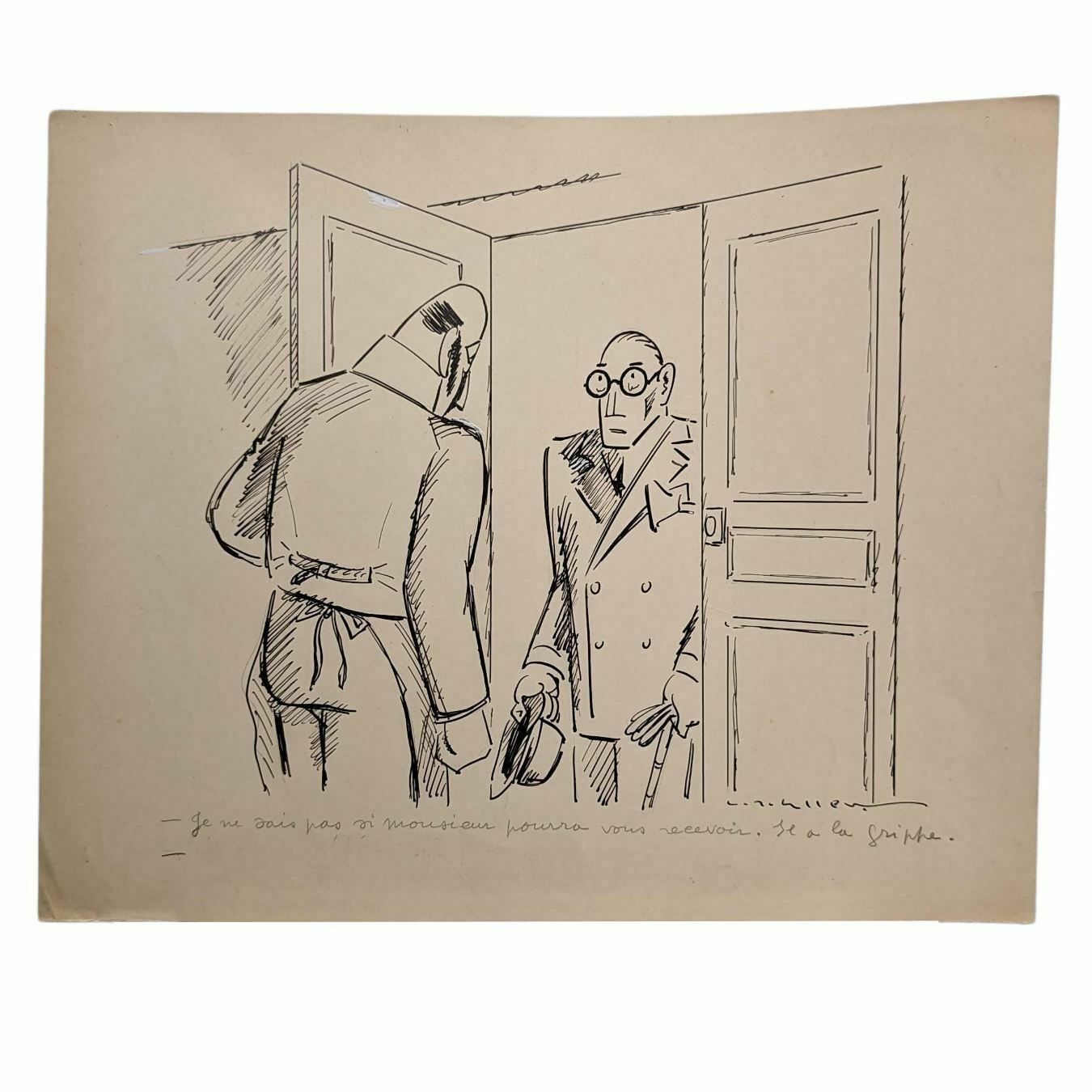 Lucien Roudier Eller Drawing On Paper 1930s