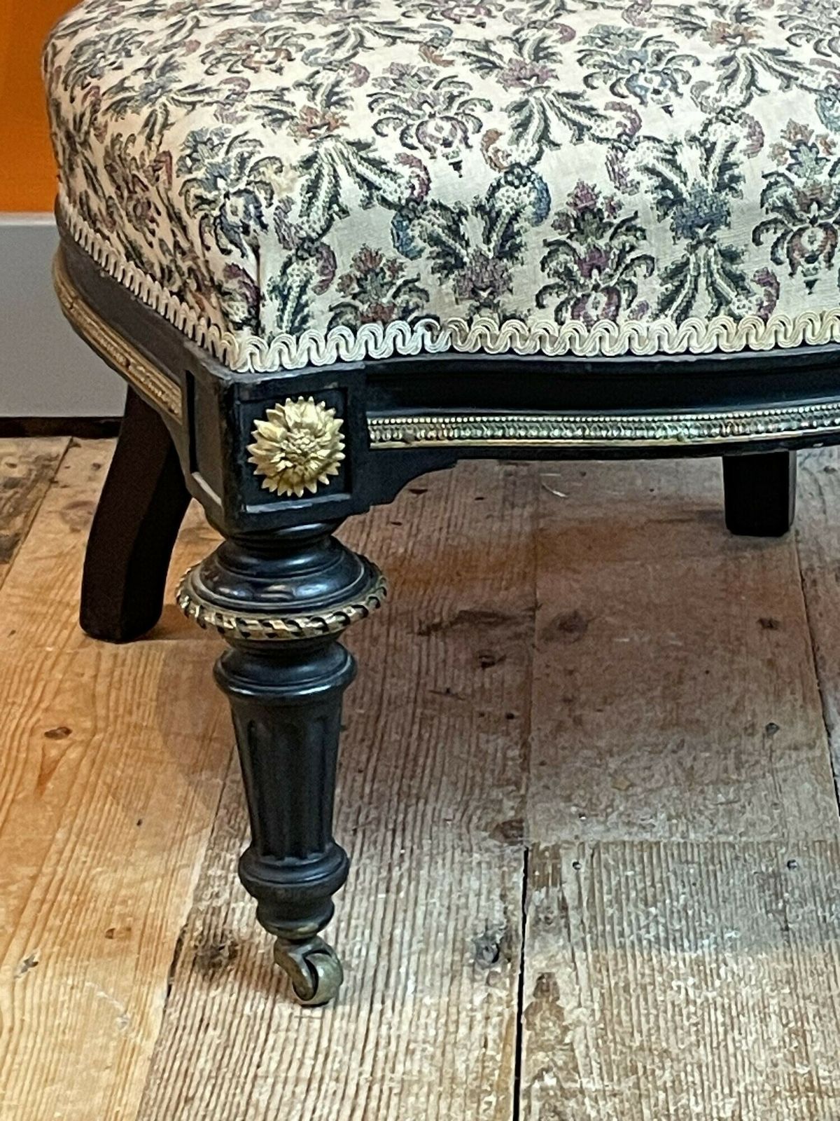 Victorian Ebonised Nursing Chair With Gilt Metal Mounts photo furniture