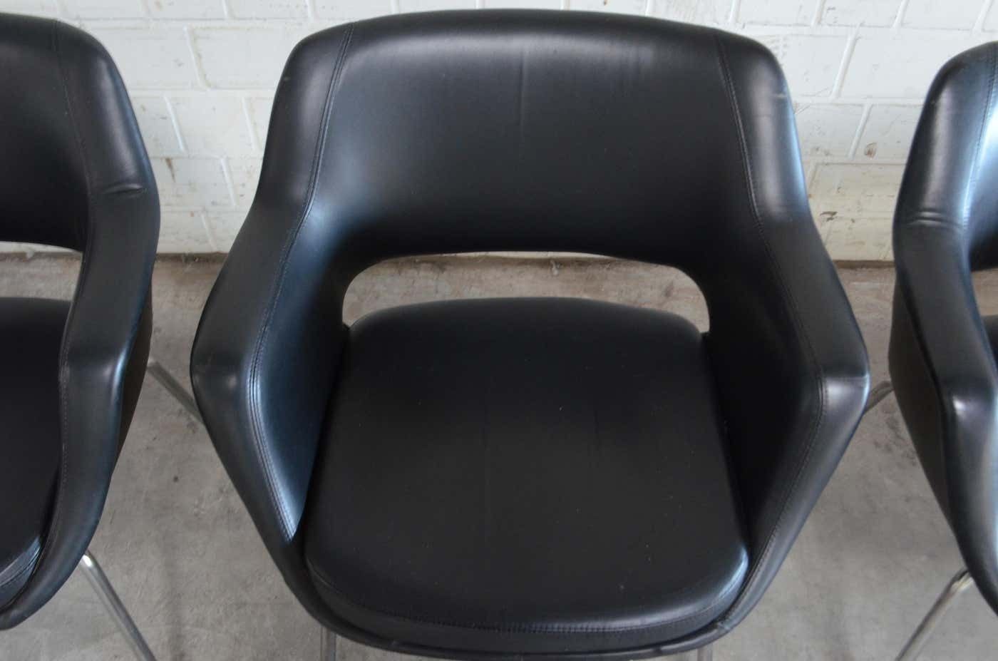 3184.0 Olli Mannermaa Set Of 4 Leather Kilta Chair By Eugen Schmidt & Cassina Martela photo