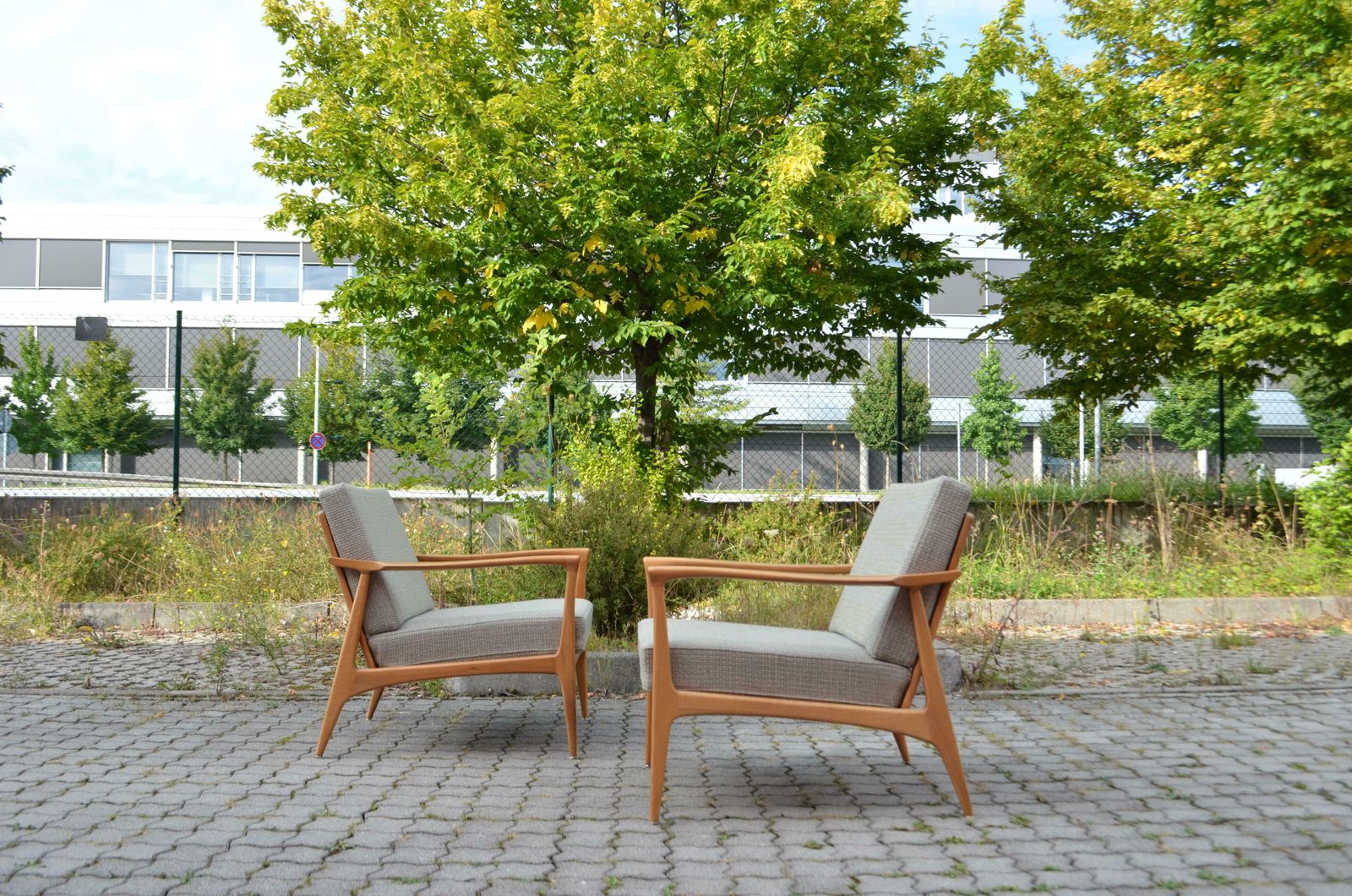 Wilhelm Knoll Antimott Walnut Mid Century Armchair Grey Wool photo Furniture