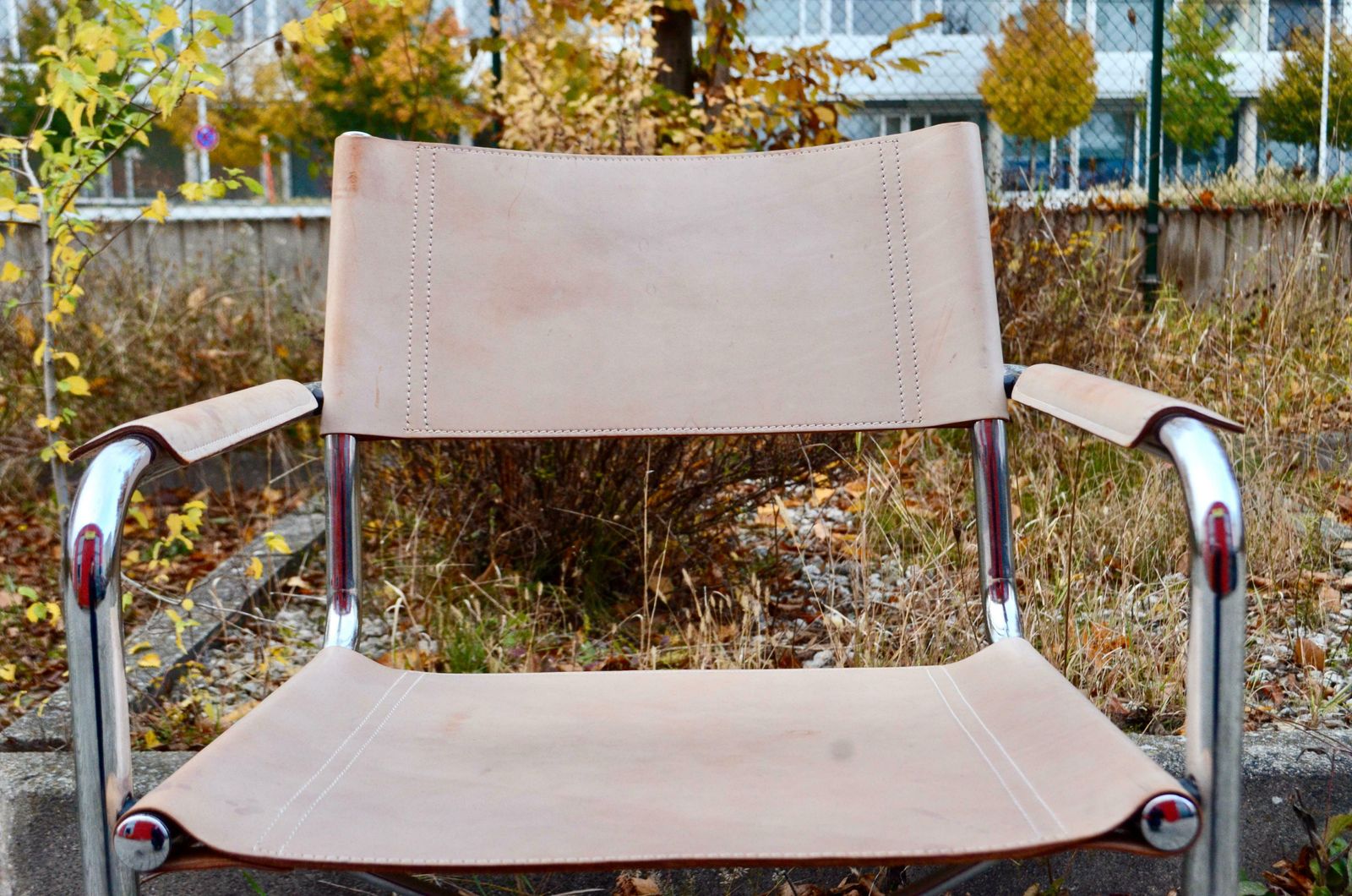 Matteo Grassi Cantilever Mg Skin Coloured Leather Chair By Centro Studi photo furniture