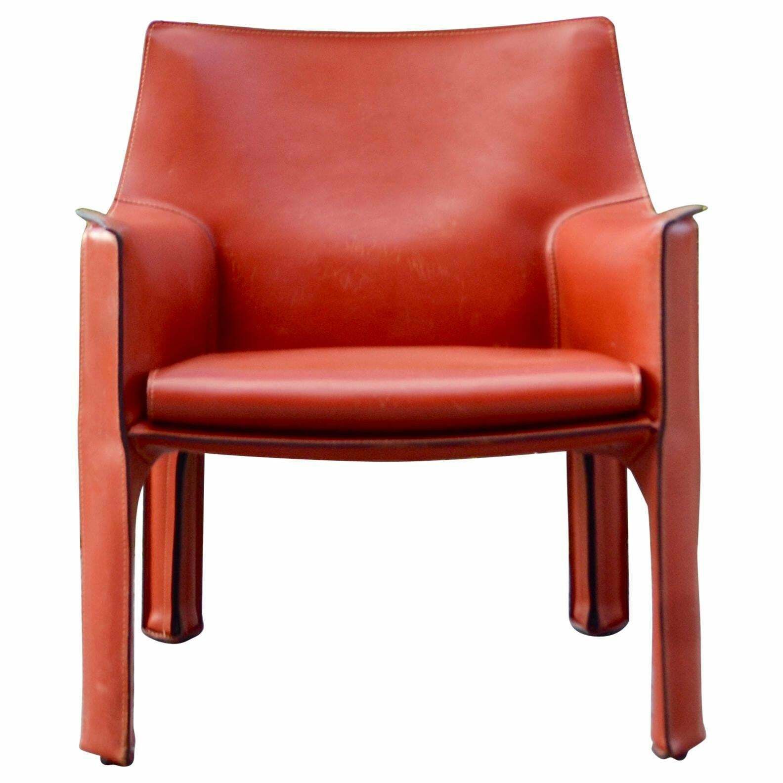 Cassina Taxi 414 Leather Lounge Chair Armchair China Red / Ox Red