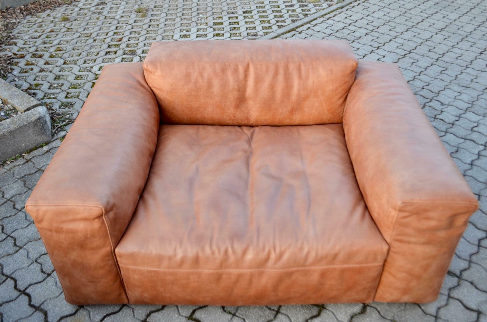 Frigerio Salotti Modell Cooper Loveseat Armchair Leather Chair Cognac Set Of 2 photo vinterior