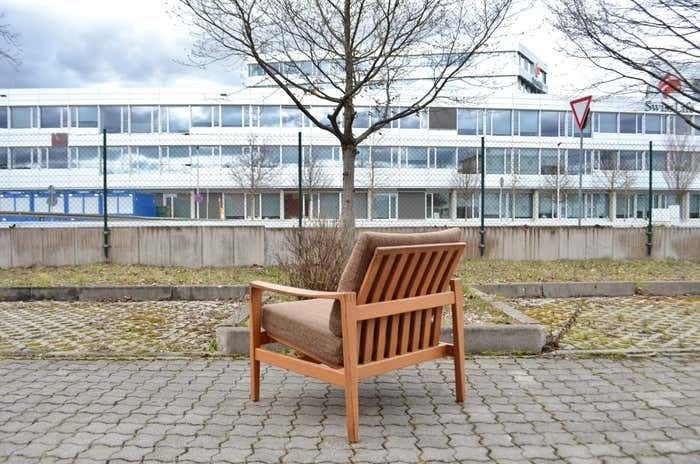 photo vintage Modernist Hartmut Lohmeyer Oak Easy Lounge Chair For Wilkhahn Mid Century 1 Of 2