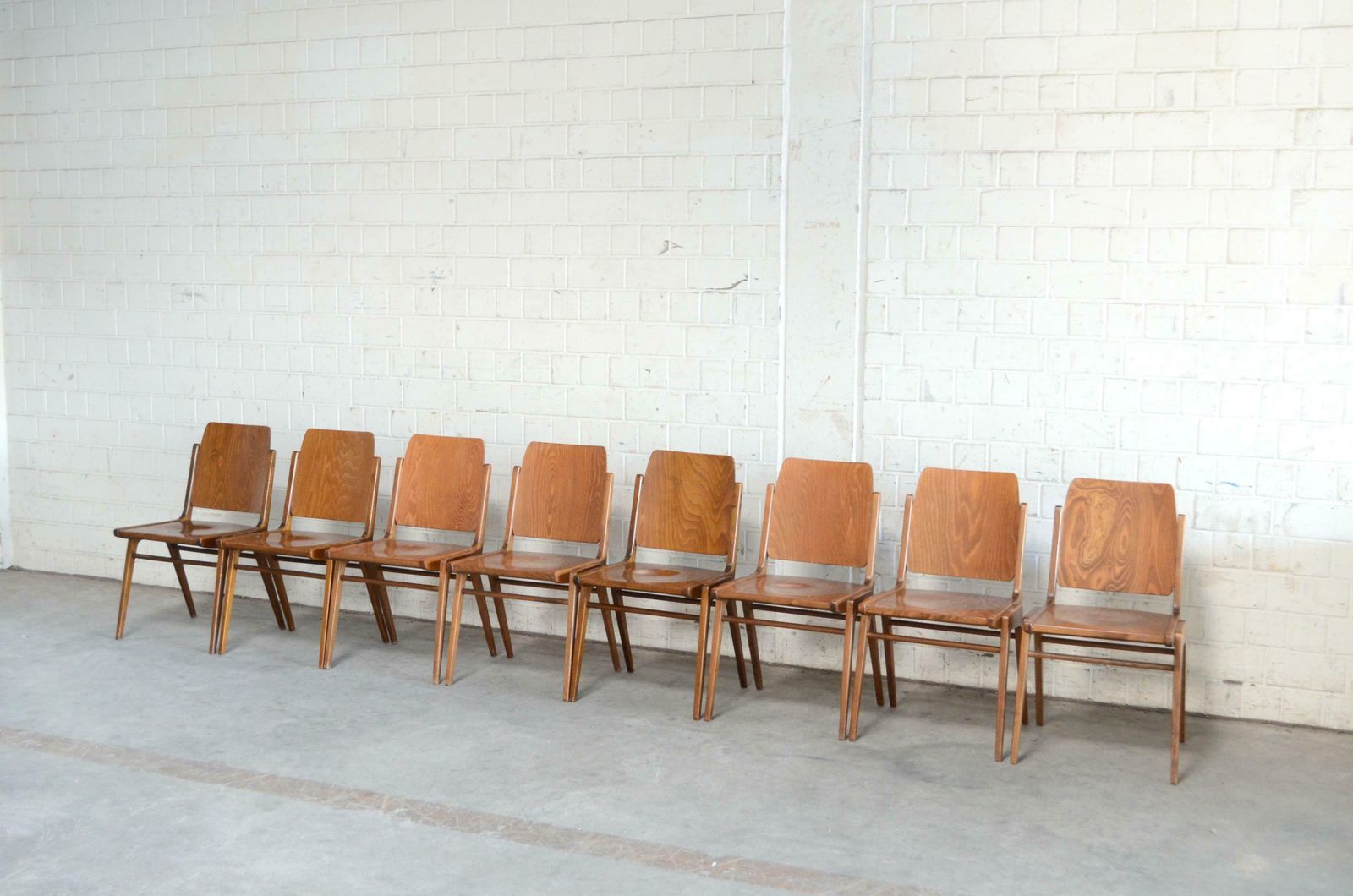 8 Set Of Original Austro Chairs By Franz Schuster For Wiesner Hager Austria 1959 photo furniture