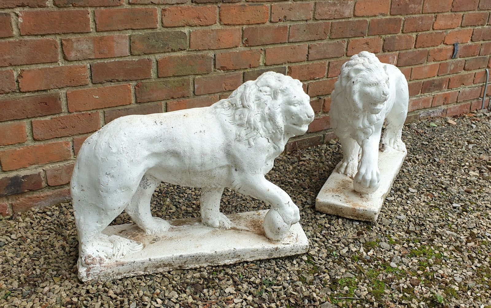 Large Pair Stone Lions, 1900s, Antique photo vinterior
